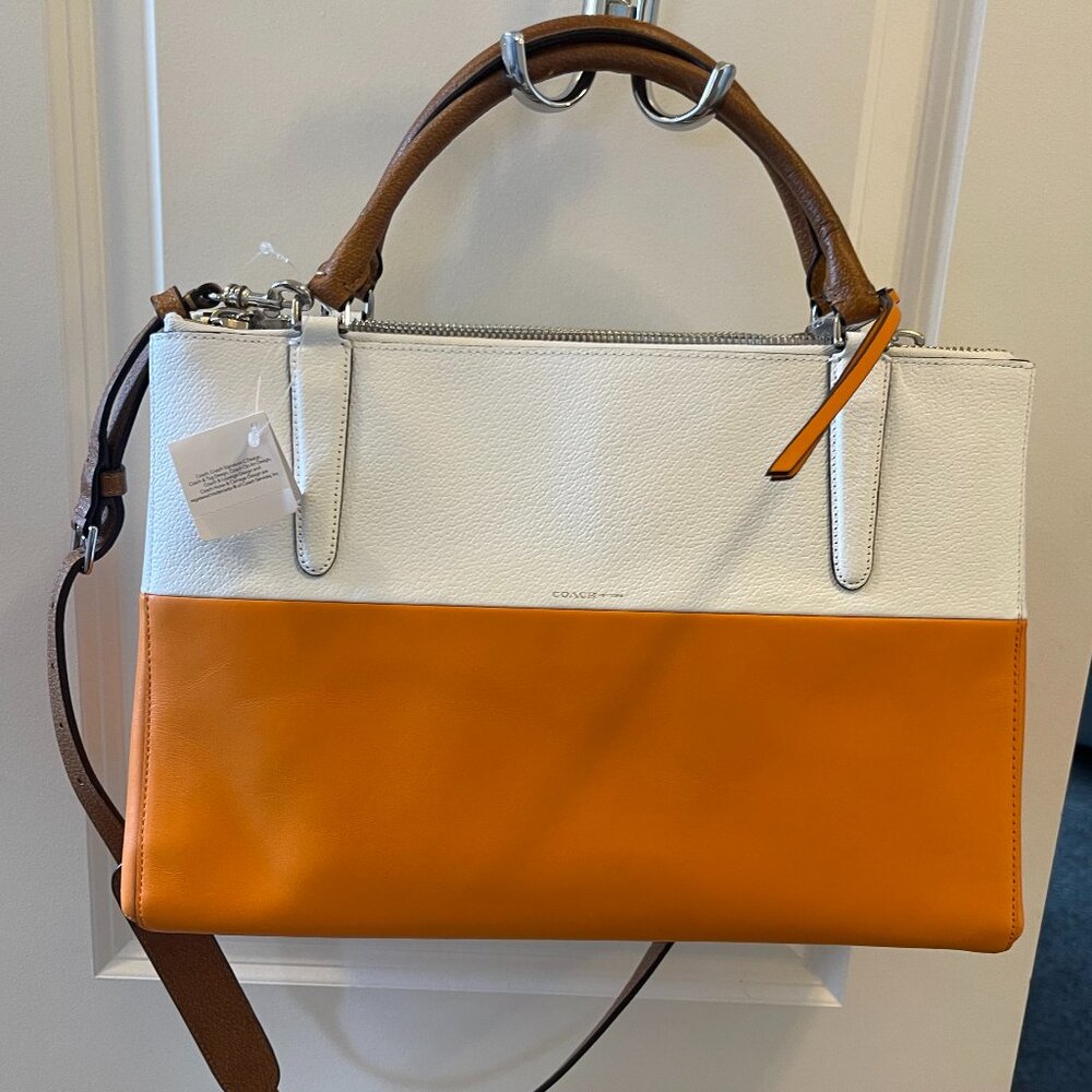 Coach Borough Bag White/Bright Mandarin